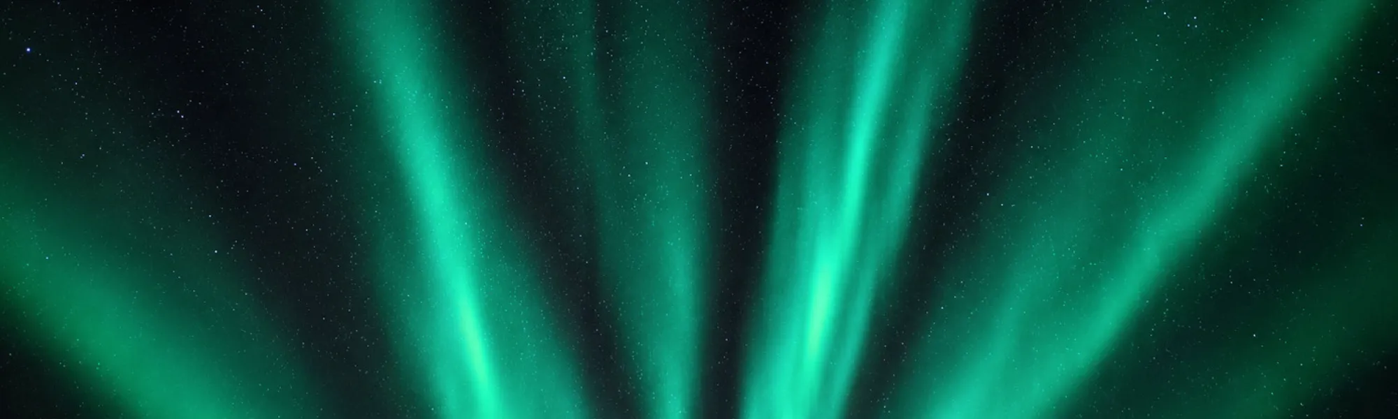 Grüne Nordlichter über einem Sternenhimmel